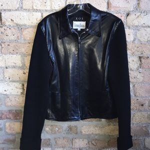 XOE by Neiman Marcus leather and wool jacket